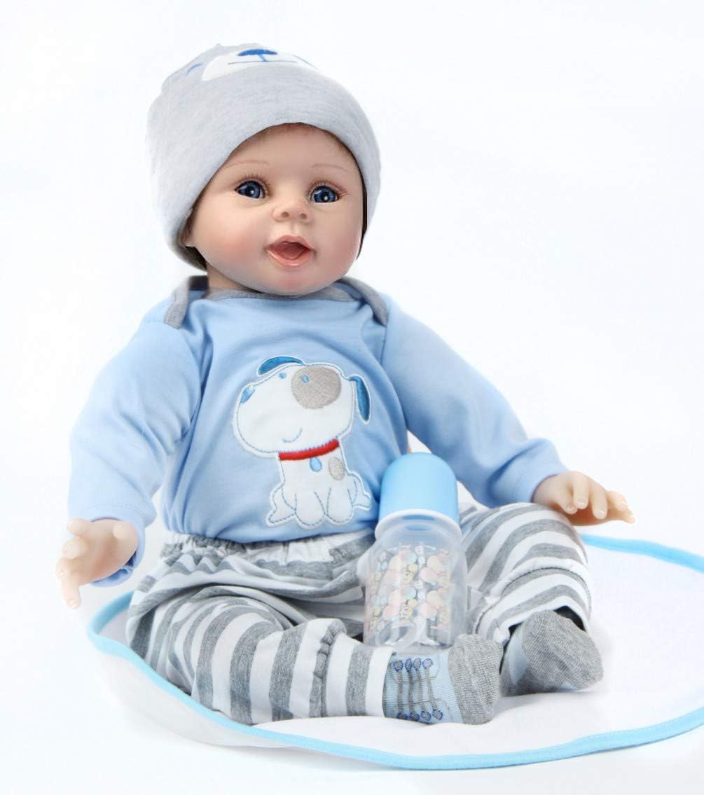ZIYIUI Lifelike Reborn Baby Dolls 22 inch 55cm Soft Silicone Vinyl Real Life Baby Reborn Dolls Boy Realistic Newborn Baby Weighted Cloth Body Reborn Toddler Dolls Toys - Image 4