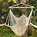 Z ZTDM Hanging Rope Hammock Chair, Large Brazilian Hammock Net Chair Porch Chair Swing Seat for Indoor Outdoor Patio Lawn Garden Backyard - Max. 330 Lbs (Beige)