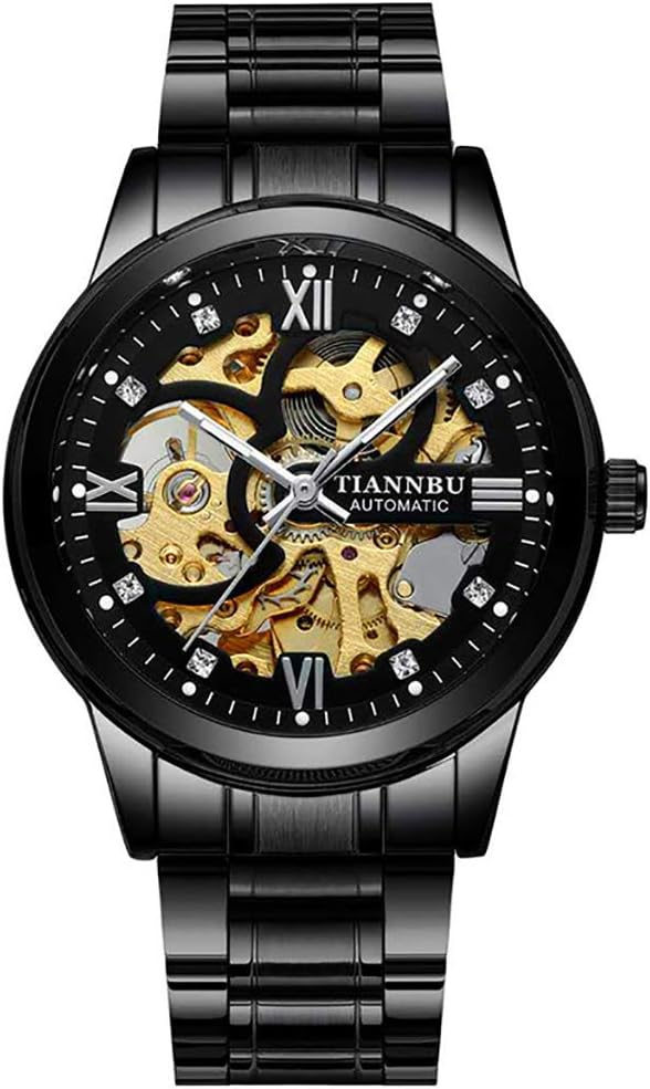 HiIi Smartwatch Men's Mechanical Watch, Automatic Mechanical Watch Stainless Steel Wrist Watches Luxury Classical Skeleton Analog Design Luminous