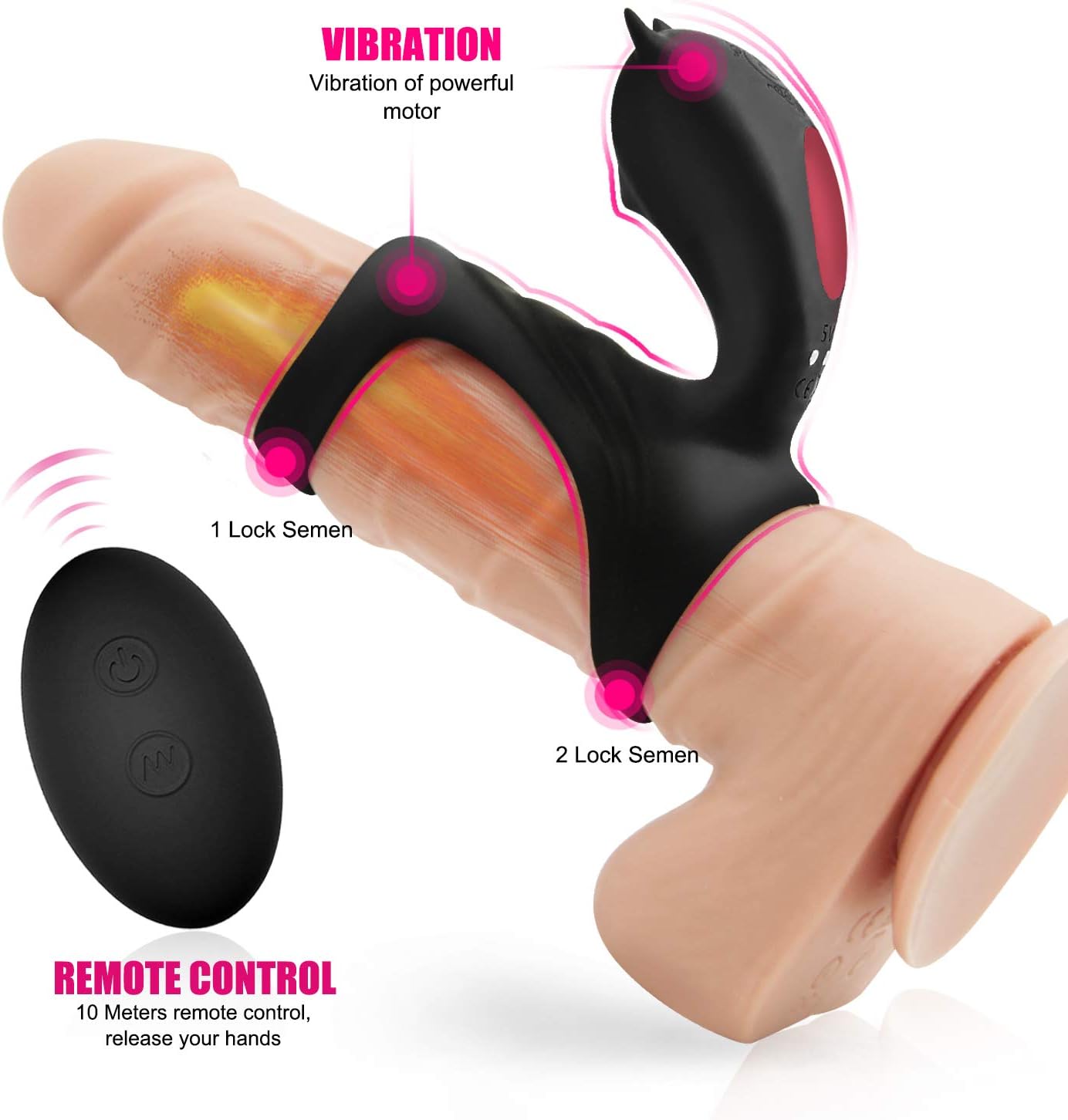 Adults Couples Wireless Remote Pennis Ring Couple Simulation Vibranting Toy with Powerful 7 Patterns Handsfree Waterproof Wand Toy for Men