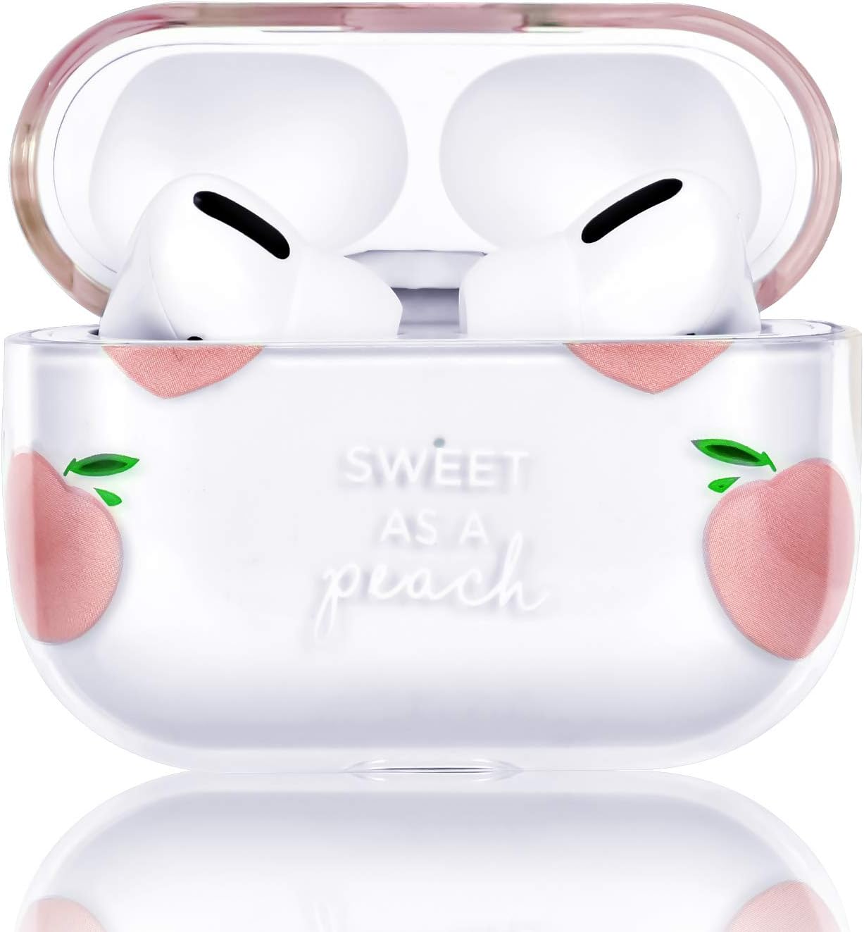 Ansblue Compatible with AirPods Pro Case with Girls Cute Clear Smooth PC Shockproof No Dust Cover Case for Airpods Pro,Cute for Airpods Pro-Peach
