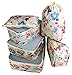 my FL 6pcs Packing Cubes For Carry on Backpack Organizers Set with Shoes Bag Travel Luggage (Bright flowers)