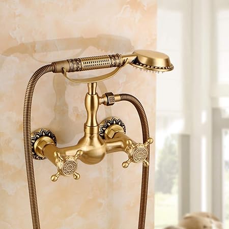 Europäische Exquisite antike Bronze Badezimmer Dusche Wasserhahn Set