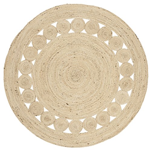 Safavieh NF364B-5R Natural Fiber Collection Ivory Jute Round Area Rug, 5' Diameter