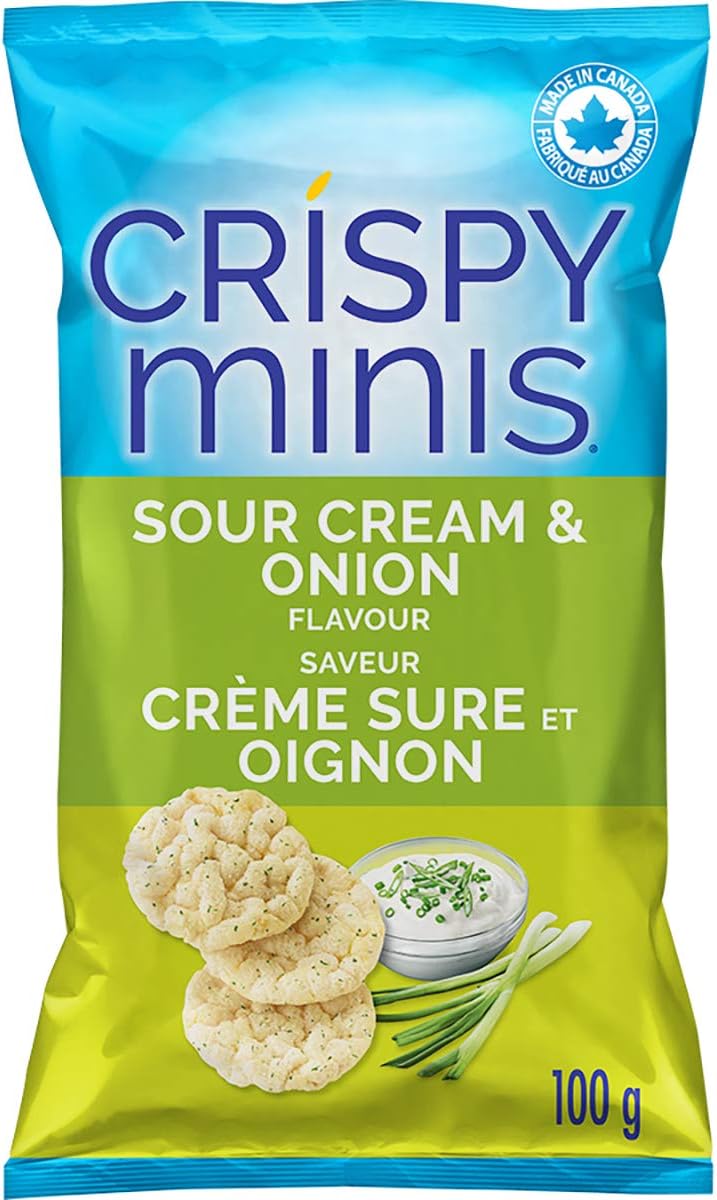 Quaker Crispy Minis Sour Cream and Onion Flavour Rice Chips (Pack of 12)