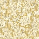 Paperproducts Design 1251112 Beverage/Cocktail Embossed Lace Royal Elegant Paper Napkin, 5 by 5-Inch, Gold/White