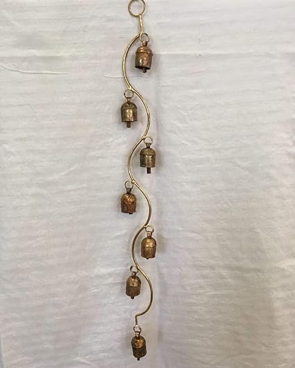 Meraki Handmade Long Vine Shaped Metal Wind Chime with 7 Copper Bells for Patio and Garden | Home Decors | Gift Purpose