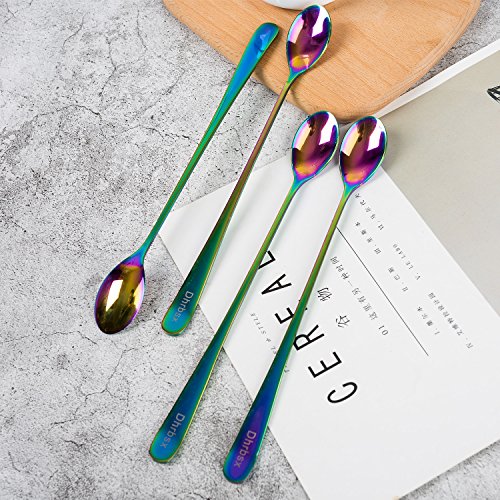 image for Dhrbsx Long-handled ice tea spoon, cocktail stir spoons, stainless ste