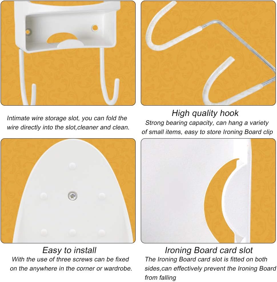 Wall Mounted Iron Rest, FOME PBT Plastic Heat Resistant Hanging Iron Holder Ironing Board Holder Wall Mount with Steel Hooks Iron Board Hanger Iron Board Organizer11.6x5.2IN: Home & Kitchen
