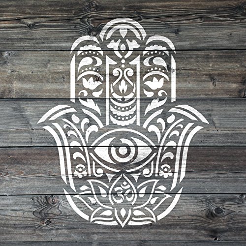 Hamsa Palm Mandala Stencil Template for Walls and Crafts - Reusable Stencils for Painting in Small & Large Sizes