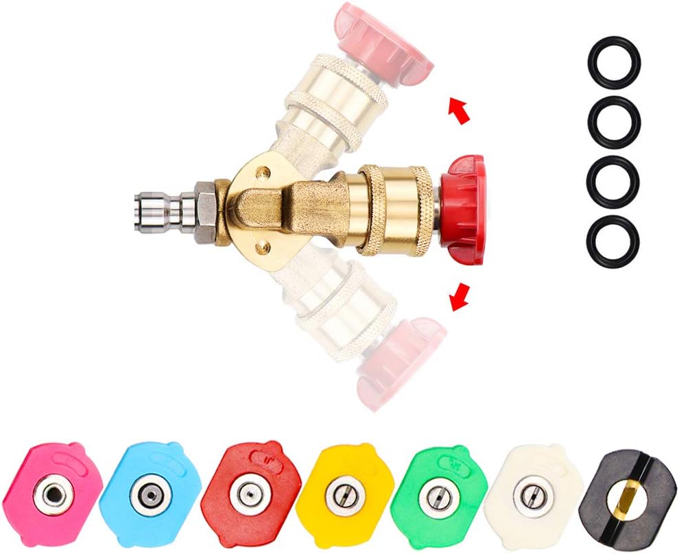 Yotako Pressure Washer Nozzles,Replacement Multiple Degrees Power Spary Tips Accessories Kit(Pivoting Coupler+4 O-Rings) 1/4 inch,4500 PSI
