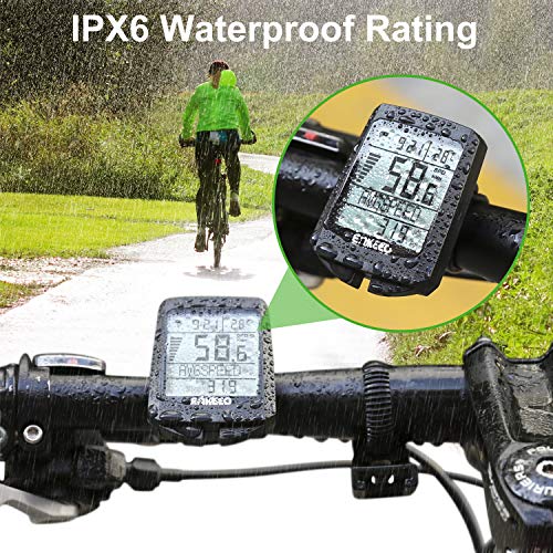 ENKEEO Bike Computer Wireless Bicycle Speedometer Waterproof Odometer with LCD Backlight, 5 Language Displays, Auto Power On/Off Systems, Current/AVG/MAX Speed Tracking, Multi Function for Cycling