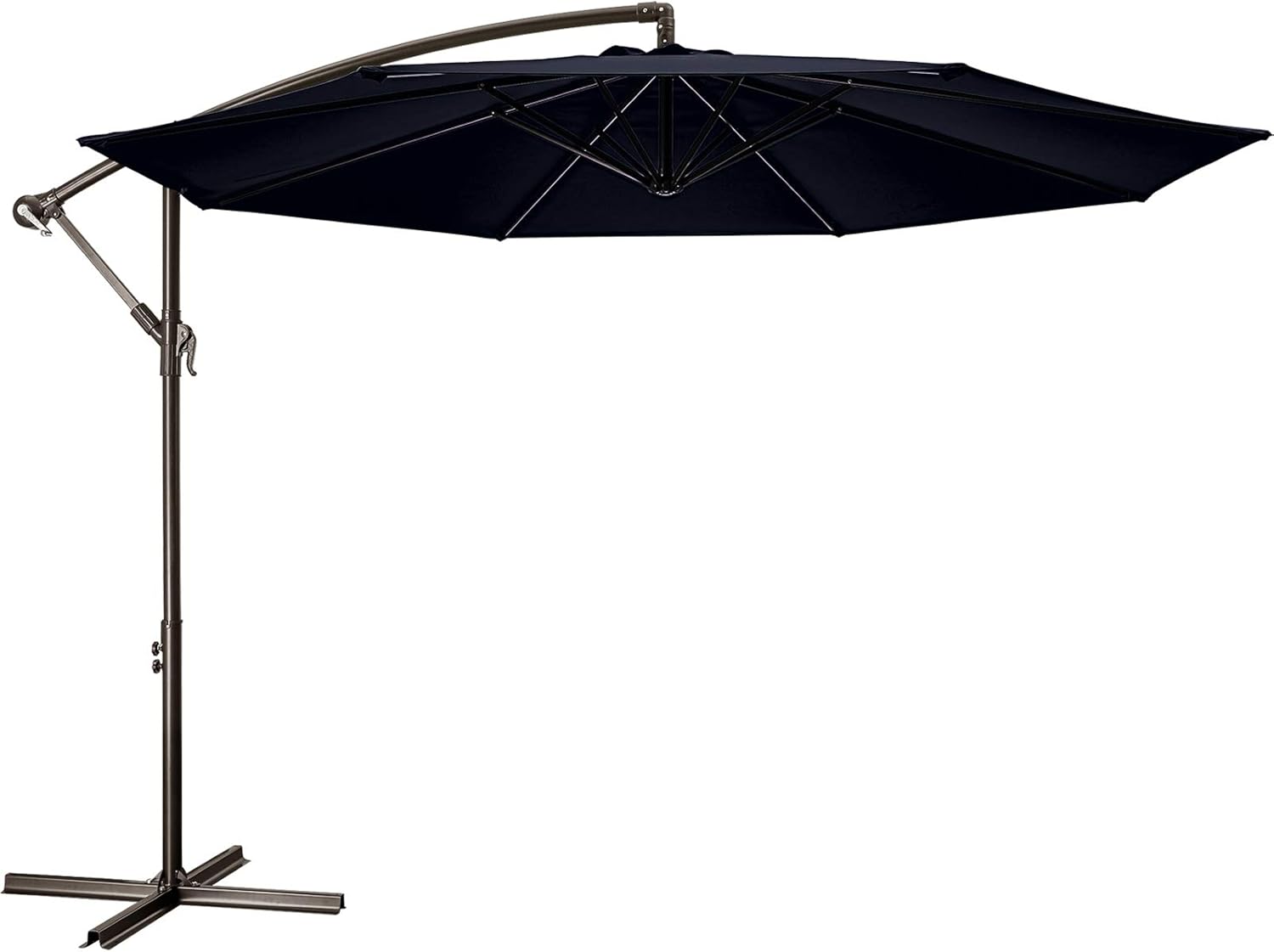 Amazon Com Patio Umbrella 10 Ft Cantilever Offset Umbrella Outdoor Market Hanging Umbrellas Garden Umbrella Crank With Cross Base 8 Ribs 10 Ft Navy Garden Outdoor