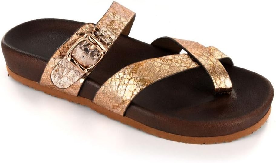 Corkys Women's Santa Ana Strappy Slip On Sandals Gold Snake
