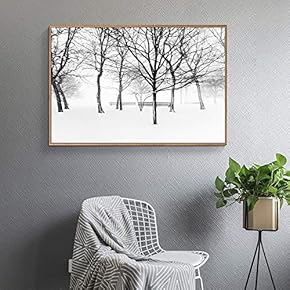 Floating Framed Canvas Wall Art for Living Room, Bedroom Black and White Tree Art Canvas Prints for Home Decoration Ready to Hang - 16x24 inches