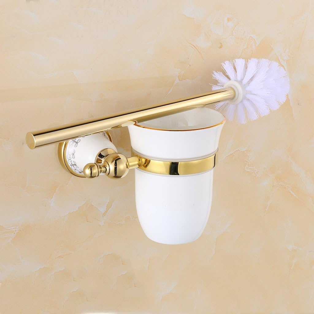 Toilet Brushes and Holders Golden Ceramics Toilet Cup Holder Wall Mounted WC Cleaning Tools Bathroom Storage