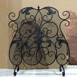 WGE Antichispas Hierro Forjado Chimenea Pantalla For El Protector De La