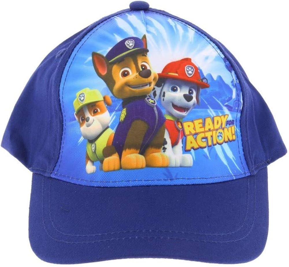 Casquette Pat' Patrouille Garçon – 52 Cm – Blanche Avec Motif Chase Marshall Rubble – Idéale Soleil Été Vacances
