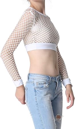 plus size fishnet long sleeve shirt