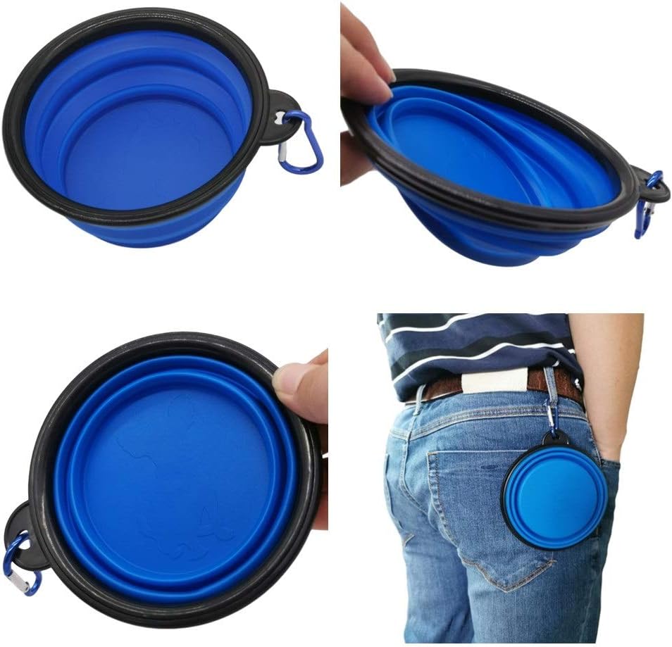 Pet Supplies : Collapsible Dog Bowl for Travel Foldable Expandable Cup Dish for Food or Water, Portable Dog Bowl Durable and Reusable for Pet Cat, Food Safe Silicone Lightweight & Leak-Proof, Free Carabiner 3-Pack : 