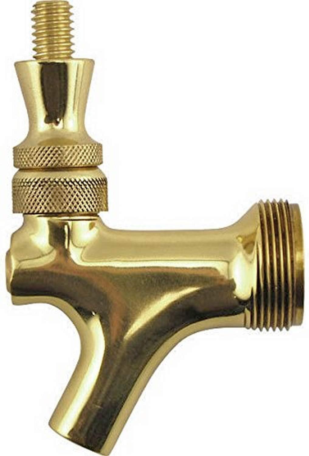 Draft Warehouse 4933GSS Polished Brass Beer Faucet with Brass Lever, Chrome