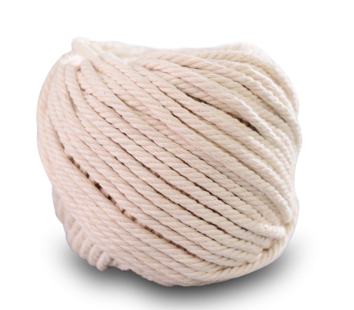 (4mm x 100m(about 109 yd)) Handmade Decorations Natural Cotton Bohemia Macrame DIY Wall Hanging Plant Hanger Craft Making Knitting Cord Rope Natural Color Beige