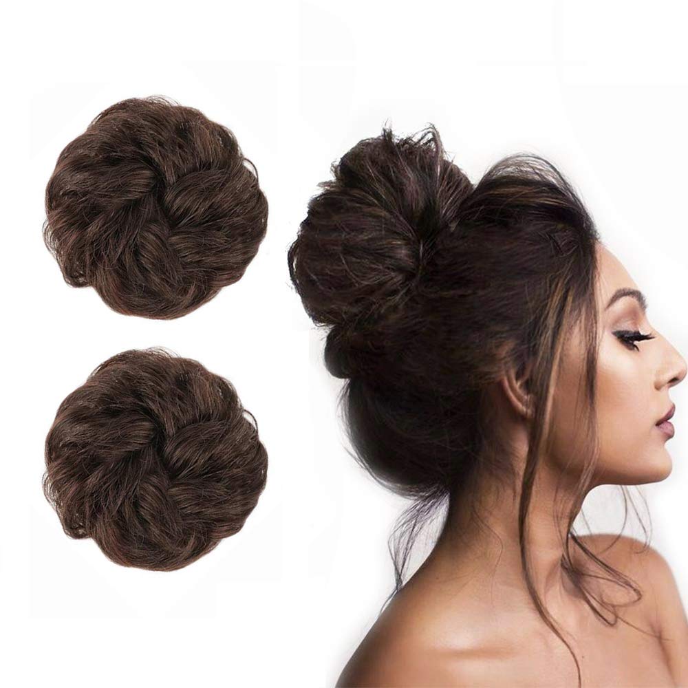 Amazon Com 2pcs Messy Bun Hair Piece 100 Human Hair Scrunchies