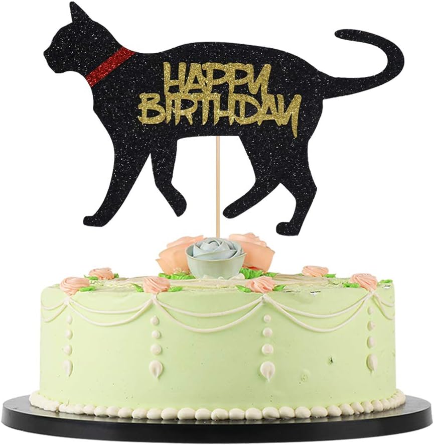 LVEUD Cat Cake Topper-Cat Cake Topper-Kitten Pet Theme Birthday Party Decorations (Cat)