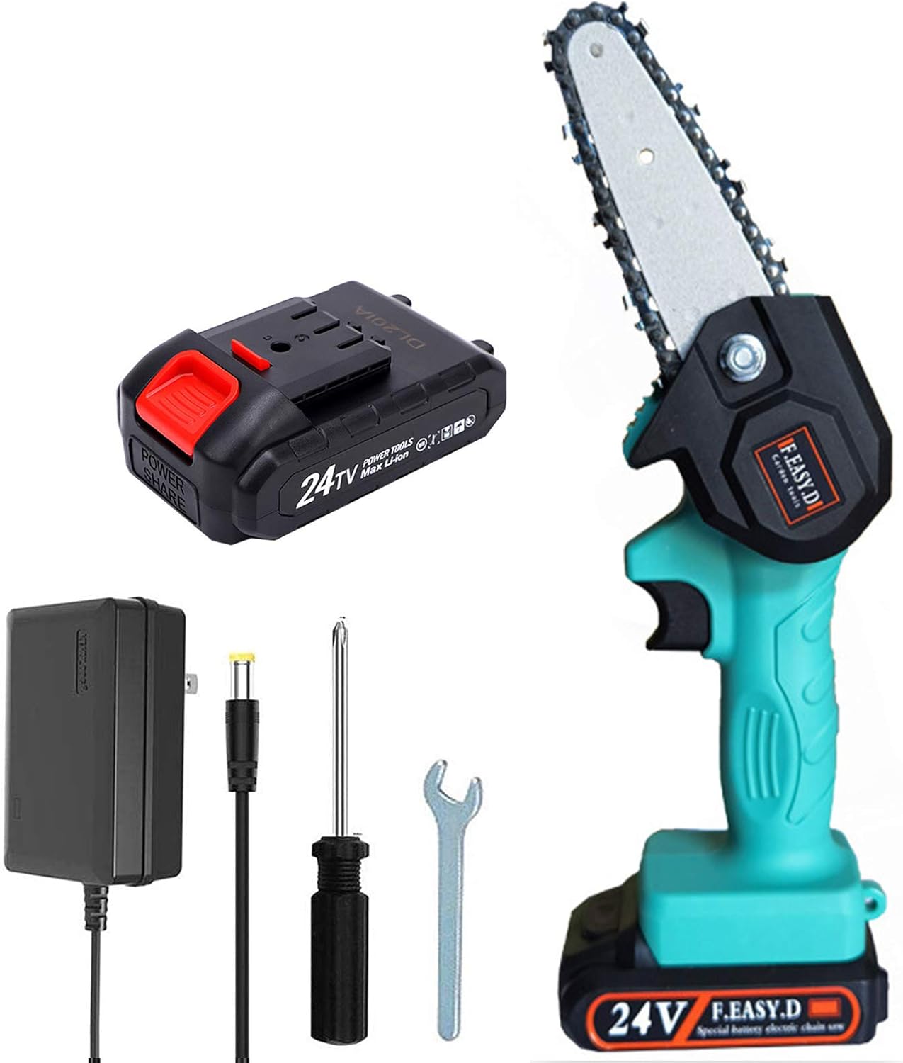 LYY Mini Scie à ChaîNe Portative éLectrique sans Fil 4 Pouces avec Chargeur et Batterie pour LYY Mini Scie à ChaîNe Portative éLectrique sans Fil 4 Pouces avec Chargeur et Batterie pour