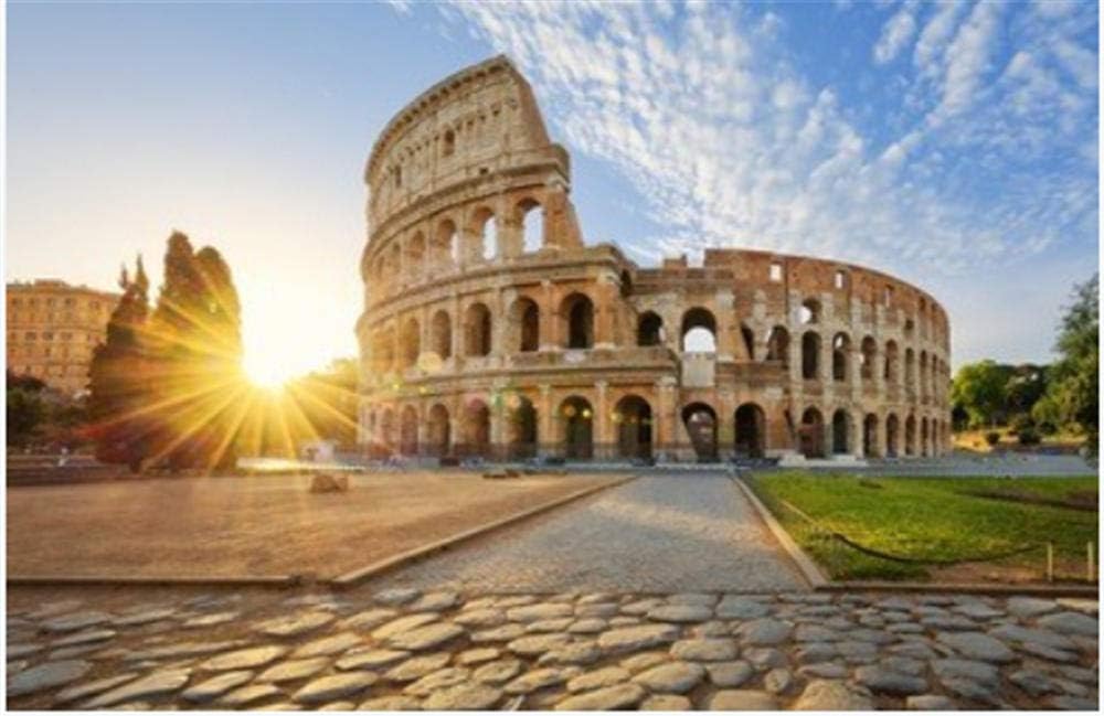 5D DIY Full Round Drill Diamond Painting, View of Colosseum in Rome and Morning Sun Italy Europe, Home Wall Decoration Frameless 40x50 cm