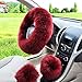 W-ShiG Winter Warm Faux Wool Handbrake Cover Gear Shift Cover Steering Wheel Cover 14.96