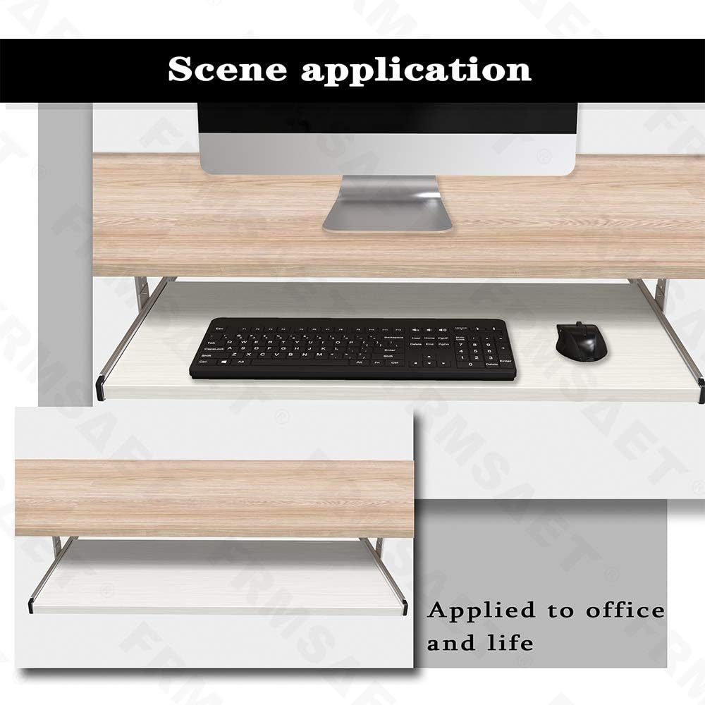 FRMSAET Furniture Accessories Office Product Suits Hardware 20/24/30 inches Keyboard Drawer Tray Wood Holder Under Desk Adjustable Height Platform. (30 inches, White): Furniture & Decor