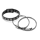 GUESS Black and Silver Tone Bracelet Bead and Stud