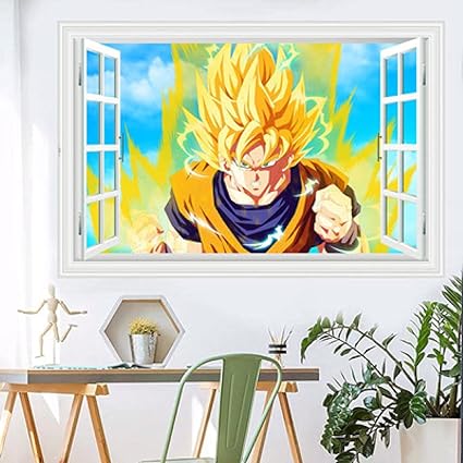 Amazon Co Jp Slobq Qilongボール スーパーポスター3dステレオウォールステッカーサンウコンベゴのスーパービッグスティック学生寮の自己粘性壁紙 に 新しいドラゴンボールb349窓 ホーム キッチン