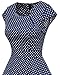 Homrain Women's 1950s Retro Vintage A-Line Cap Sleeve Cocktail Swing Party Dress Navy Small White Dot 2XL