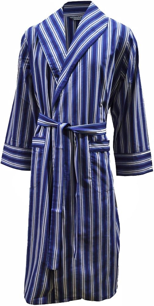 Lloyd Attree & Smith Men's Lightweight Cotton Dressing Gown Blue