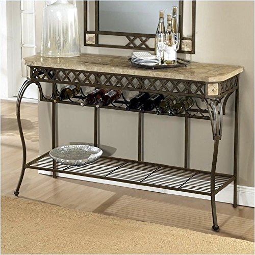 Server/Console Wrought Iron Table w Fossil Stone Top - Brookside