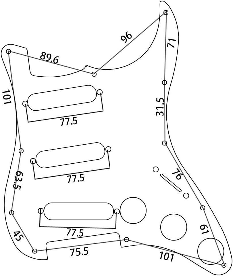 Yibuy Black 3-ply Dual Rail Pickup Electric Guitar Loaded Prewired Pickguard set SSS 9.2-9.3 kohm, Black Pickguard - Image 5