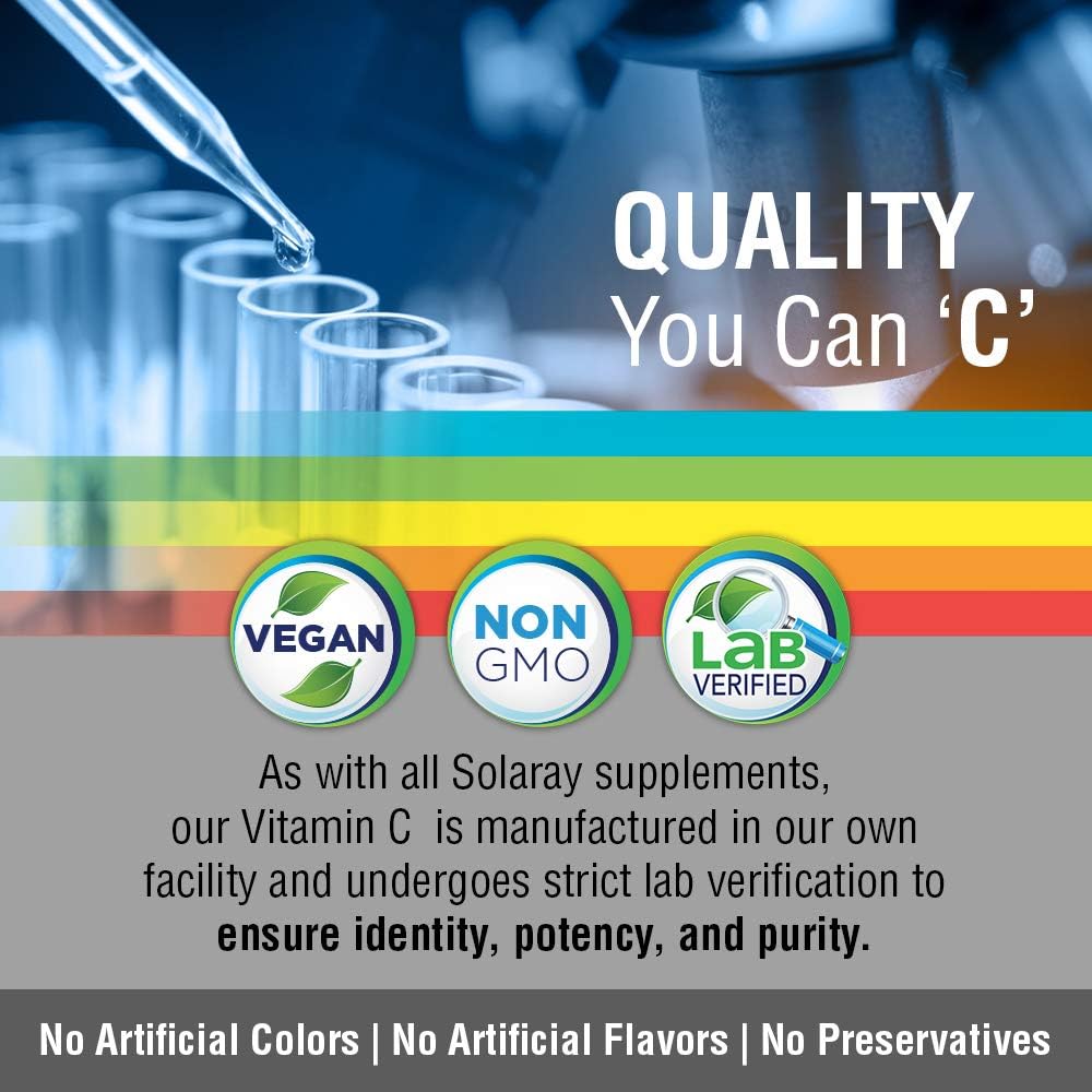 Solaray Vitamin C w/Rose Hips, Acerola & Bioflavonoids | 1000mg | Supports Immune Function & Healthier Skin, Hair, Nails | Non-GMO | Vegan | 250 CT: Health & Personal Care