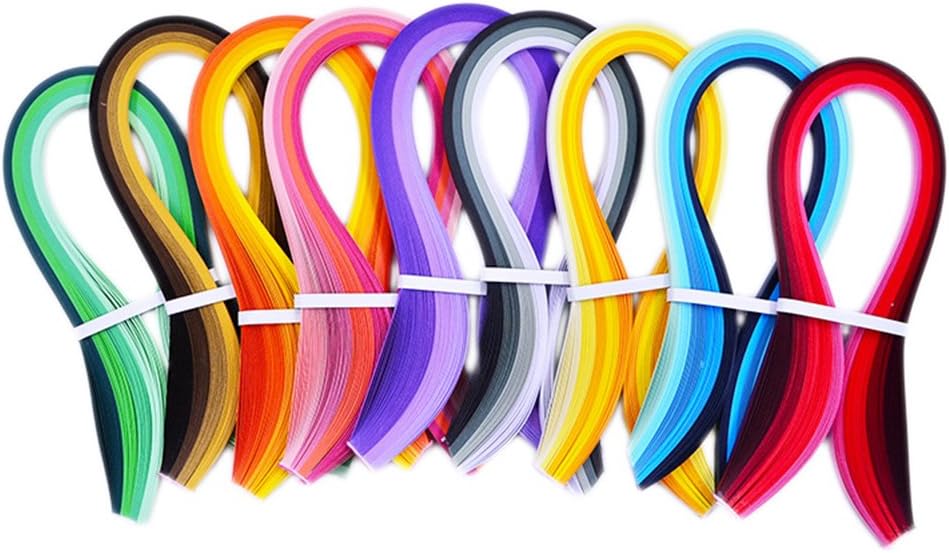 Qingsun Paper Quilling Strips Set 900 Strips Quilling Paper Strips 39cm/54cm Length 3/5/7/10mm Width Quilling Paper (3mm39cm-9 color Series)