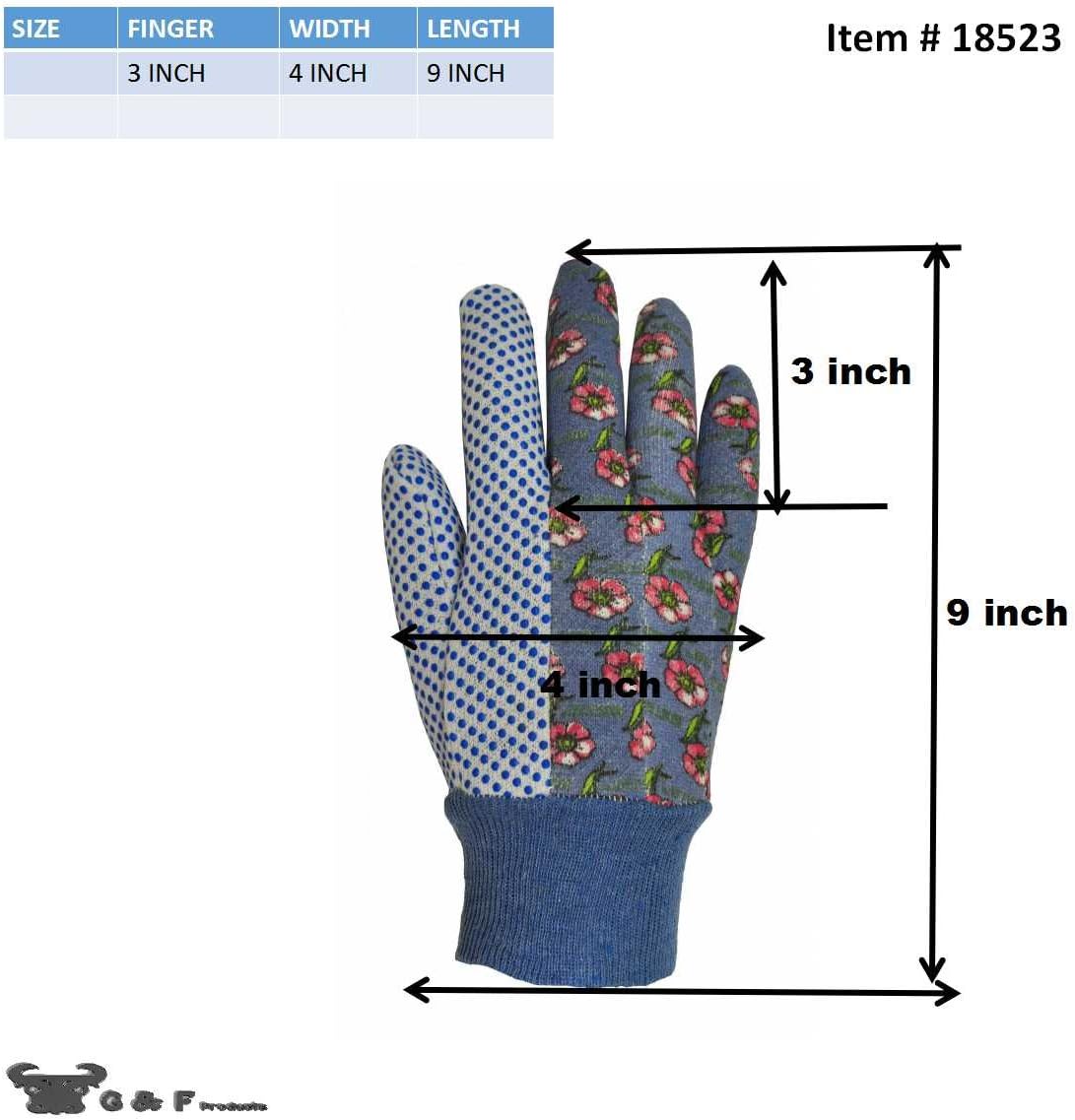 G & F 1852-3 Women Soft Jersey Garden Gloves, Women Work Gloves, 3-Pairs Green/Pink/Blue per Pack: Home Improvement