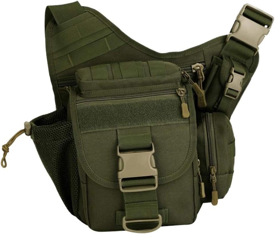 Divinext Multi-Pockets Molle Shoulder Bag/Messenger Bag for Outdoor(Army Green)