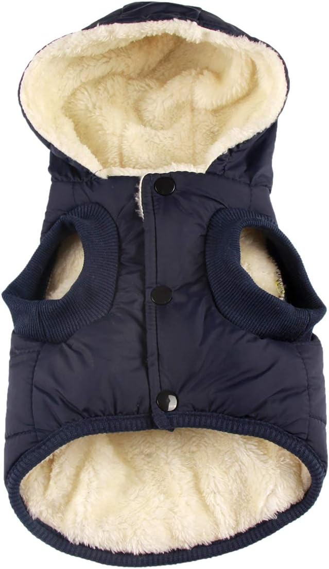 JoyDaog(Warm Fleece Lining) Dog Hoodie in Winter,Medium Dog Jacket doggie Coats with Hooded(Blue L)