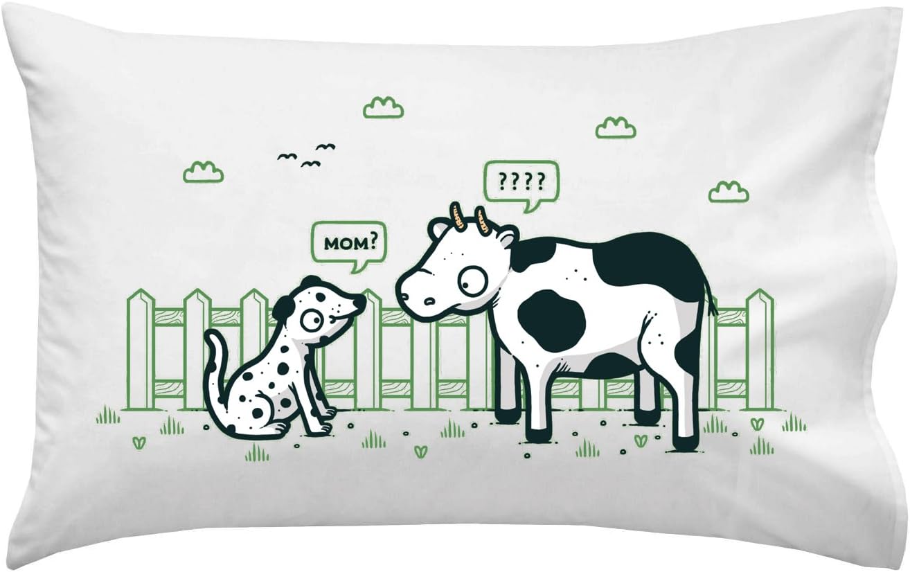 Hat Shark Identity Crisis Funny Dalmatian Puppy & Cow Black & White Spots - Pillow Case Single Pillowcase