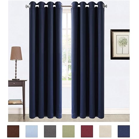 Balichun 2 Panels Blackout Eyelet Curtains Soft Solid Thermal