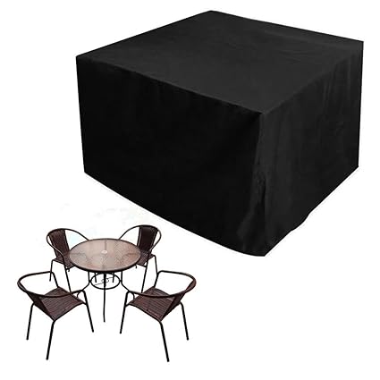 JTDEAL Garden Furniture Cover Oxford Polyester Waterproof Patio Furniture Table Covers Outdoor Furniture Covers for Rattan Cube Sofa Tables Chairs Furniture Shelter Protection Black (12312374CM)