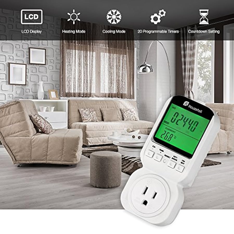 Houzetek Thermostat Timer Switch, Programmable Plug In Thermostats