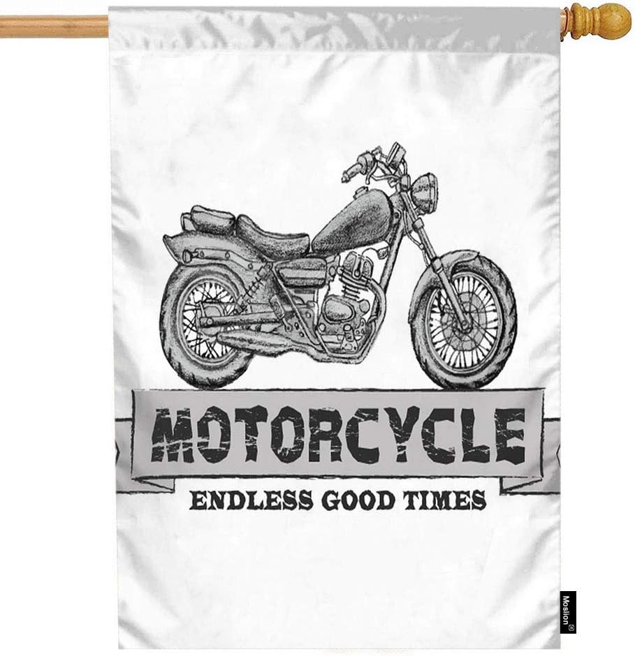 Moslion Motorcycle House Flag Cool Motorbike Endless Good Times Word Garden Flags 28x40 Inch Double-Sided Banner Welcome Yard Flag Home Outdoor Decor. Lawn Villa