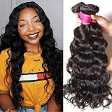 Ali Julia Hair Brazilian Natural Wave Hair Virgin Weave 3 Bundles 10a 100% Unprocessed Human Hair Weft Extensions 95-100g/pc Natural Color(14 16 18)