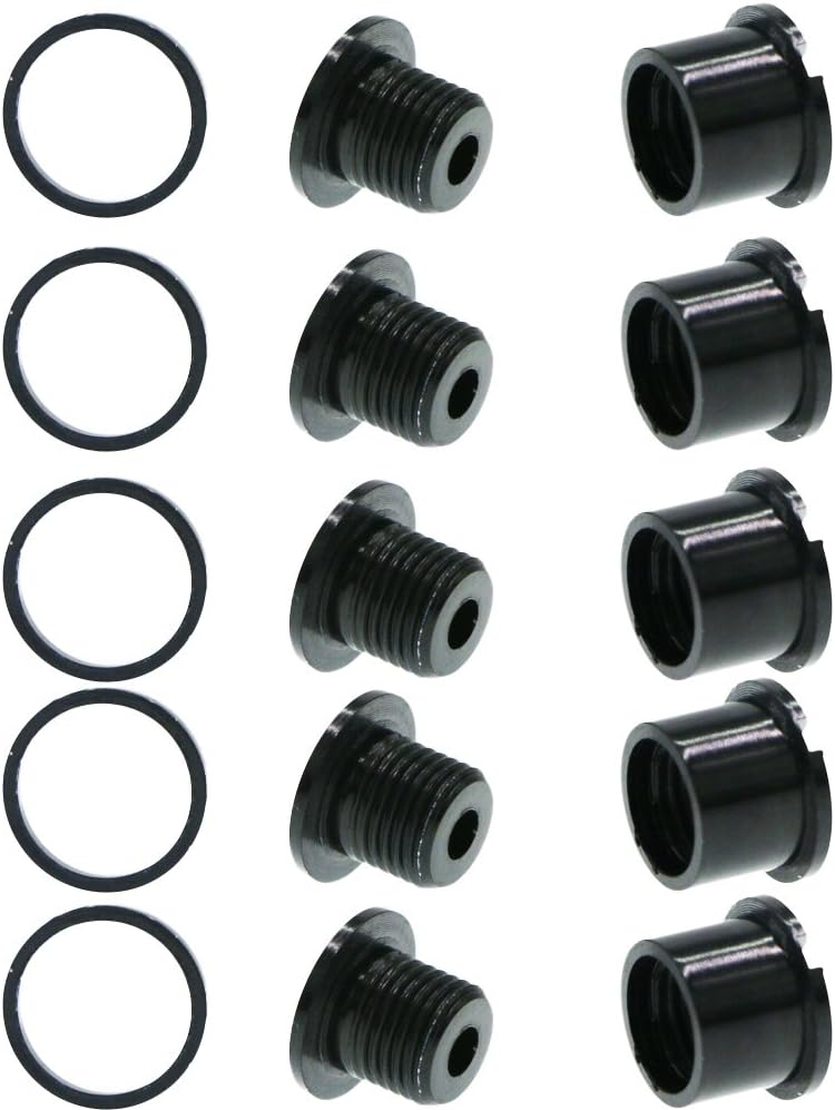 Ganopper 5pcs M8 8mm Chainset Screw Single Speed ,Double Chainwheel Triple Sprocket Chainring Bolt Kit 5 Arm Chain Ring Bolt Nut for Fixie Road ,Track Mountain Bicycle MTB BMX Bicycle Component